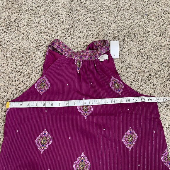 Loft Shimmer Stripe Mosaic Bow Back Halter Top Purple Paisley Womens S‎ NWT - Picture 9 of 10